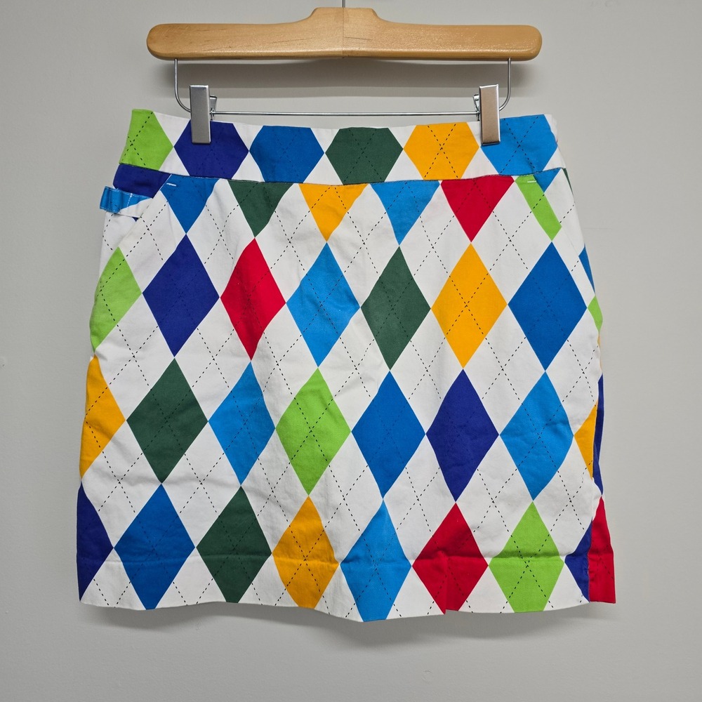 Royal & Awesome Argyle Golf Skirt Womens Size 8 Multicolor‎ Cotton Preppy Sporty